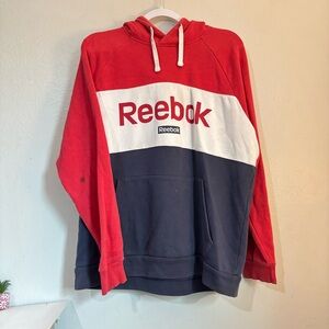 Reebok Red, White & Navy Colorblock Pullover Hoodie